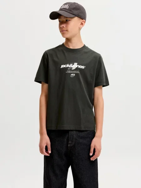 Jack & Jones Junior Tricou JCOCLUB crem / gri grafit alb