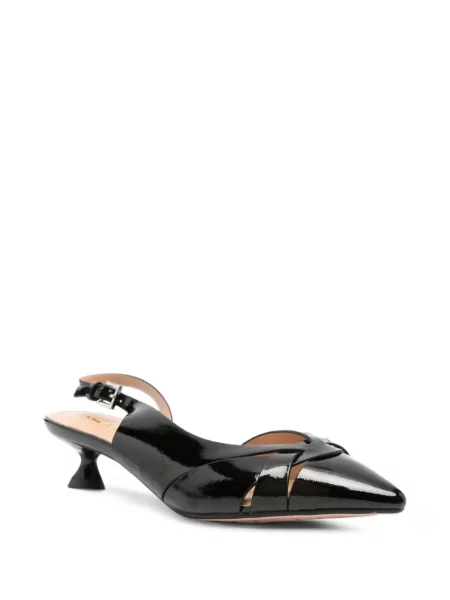 Pantofi cu toc Keys slingback cu bretele negru