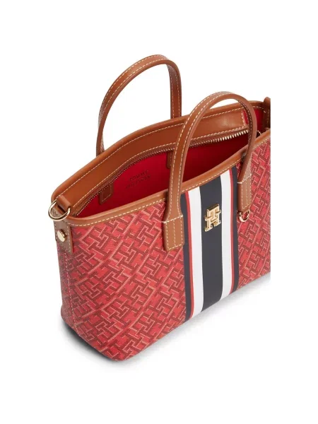 Geantă Tommy Hilfiger Th Monoplay Mini Tote Stripe Le roșu