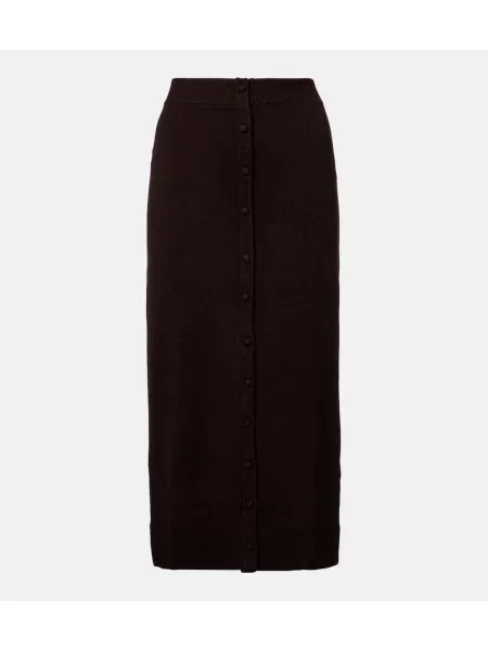 Spódnica midi Victoria Beckham wełniana do kolan brązowa