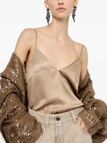Топ Brunello Cucinelli с V-образно деколте