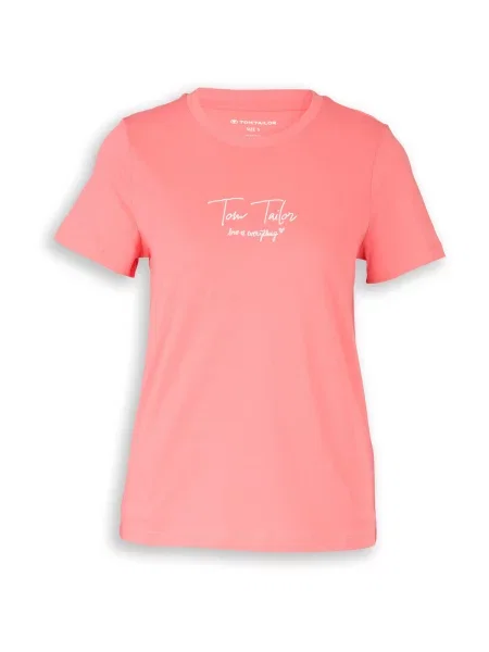 TOM TAILOR Tricou roz pitaya alb