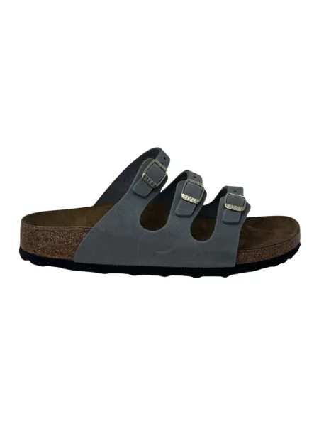 Klapki Birkenstock skórzane szare