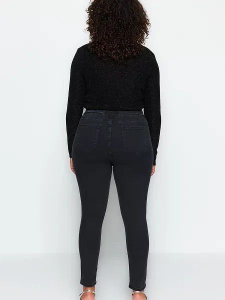 Blugi skinny Trendyol cu talie înaltă negru