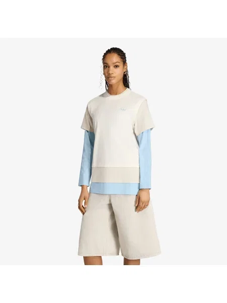 T-shirt adidas Layered Ls Off White S λευκό