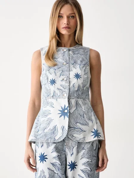 Never Fully Dressed vestă pentru femei din denim albastru