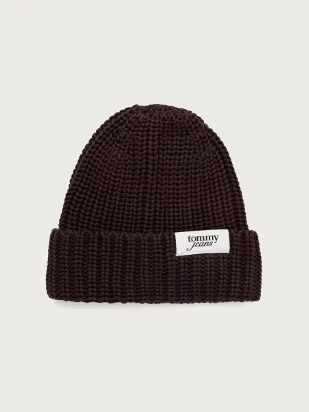 Čiapka Tommy Hilfiger Script Tmavo hnedá biela