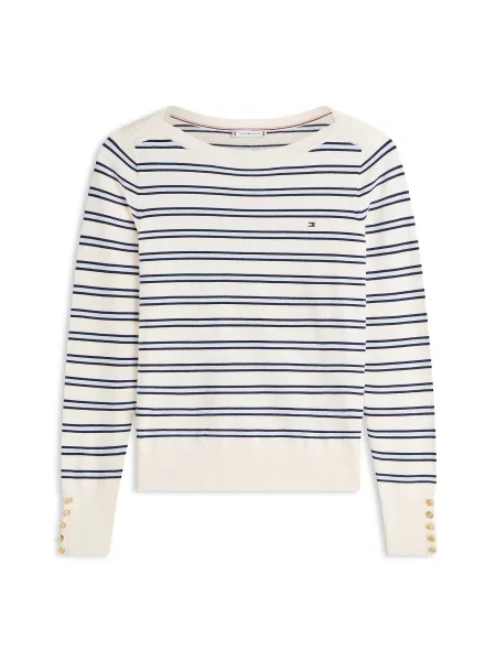 TOMMY HILFIGER Pulover bej deschis / bleumarin alb
