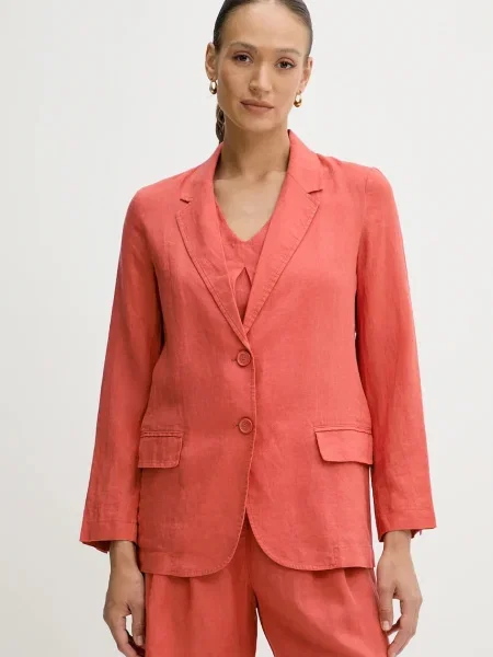 Ленено сако United Colors of Benetton с едно копче с изчистен дизайн зелено