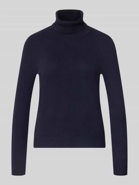 Sweter z golfem o kroju regular fit z czystego kaszmiru Christian Berg Woman granatowy