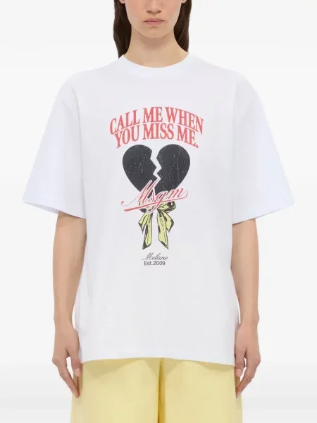 Tricou Msgm cu motiv cu inimi alb
