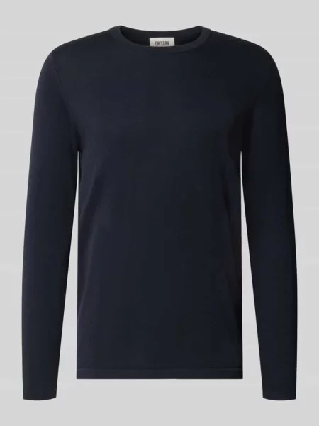 Koszulka z długim rękawem z czystej bawełny krój slim fit Drykorn granatowa