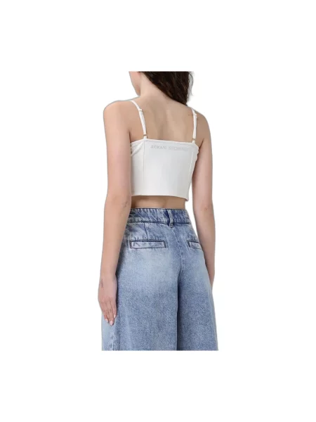 Krótki top Armani Exchange z dżerseju biały