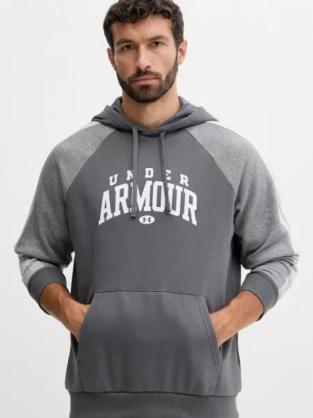 Суичър с качулка Under Armour с качулка с принт сиво