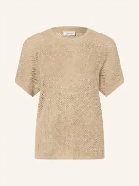 Cartoon Sweter Z Dzianiny Z Brokatową Przędzą beige beżowy