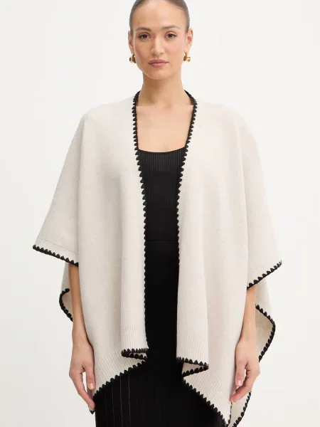 Morgan poncho din amestec de lână bej