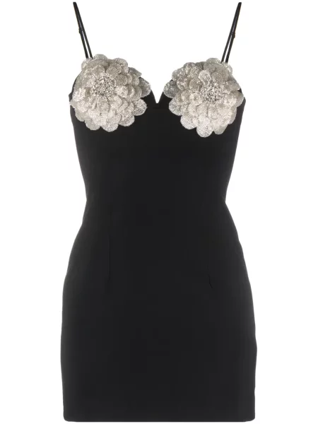 Rochie Nissa cu model floral de cristal negru