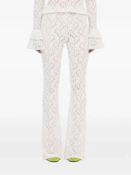 Pantaloni Msgm din dantelă evazate alb