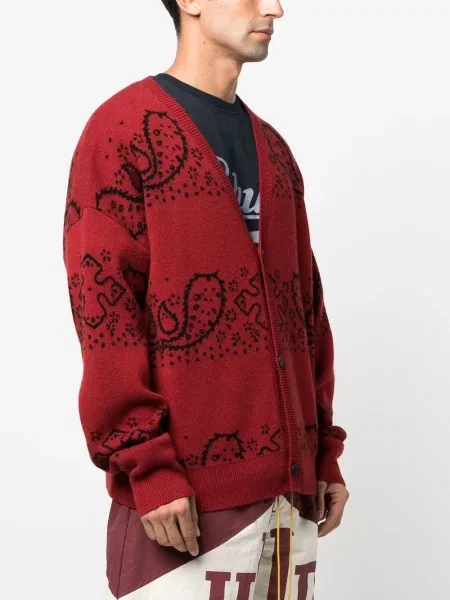 Cardigan Rhude din jacard roșu