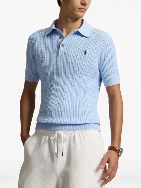 Pruhované polotričko Polo Ralph Lauren se síťovinou s výšivkou červené