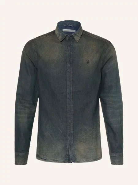 Allsaints Džínová Košile Gleason Extra Slim Fit tmavě šedá