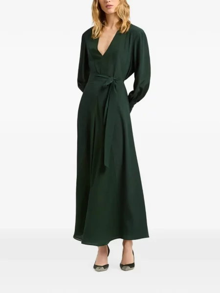 Cu centură rochie maxi Kiton de mătase verde