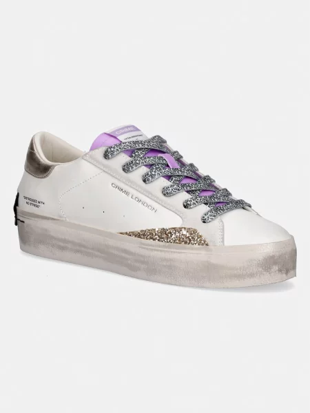 Crime London DISTRESSED PLATFORM sneakers pentru femei din piele alb
