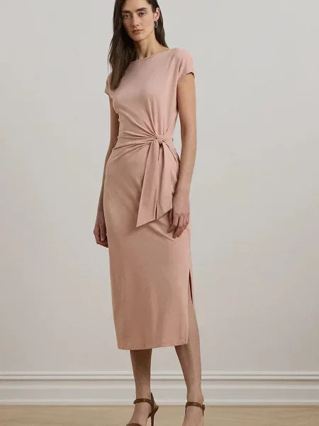 Lauren Ralph Lauren sukienka midi dopasowana pomarańczowy