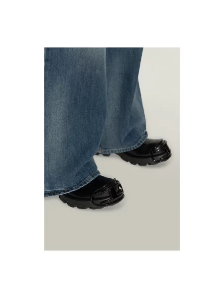 Buty do kostki Diesel skórzane czarne