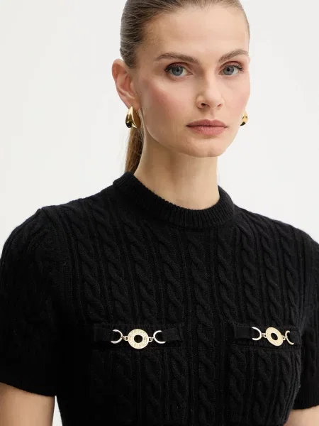 Patou rochie din lână mini mulată negru