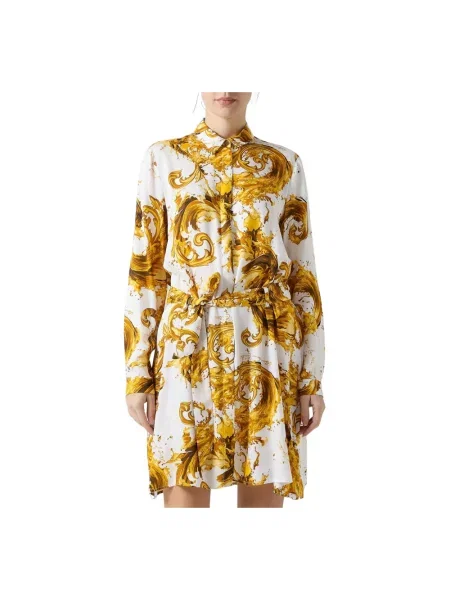 Lniana sukienka jeansowa Versace Jeans Couture