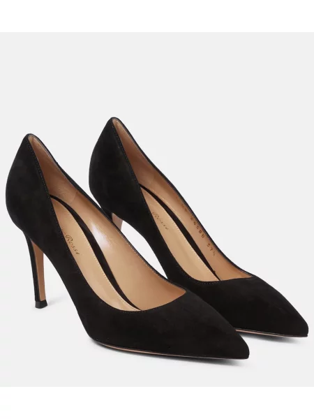 Pantofi cu toc Gianvito Rossi din piele de căprioară negru