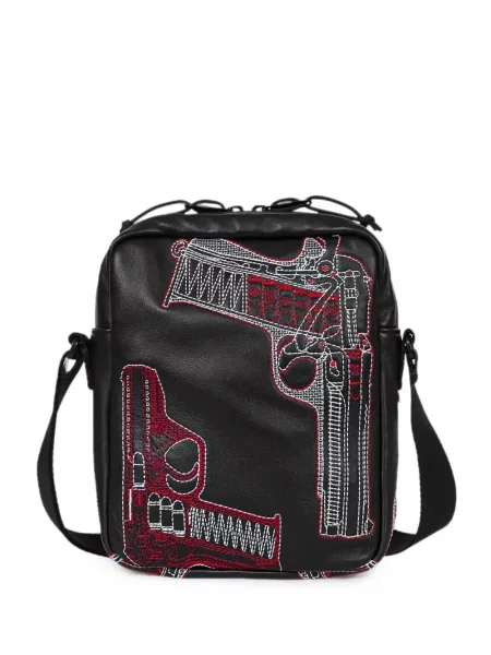 Geantă crossbody Supreme cu broderie din piele negru
