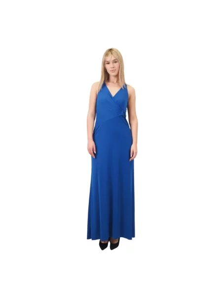 Długa sukienka maxi Ralph Lauren niebieska