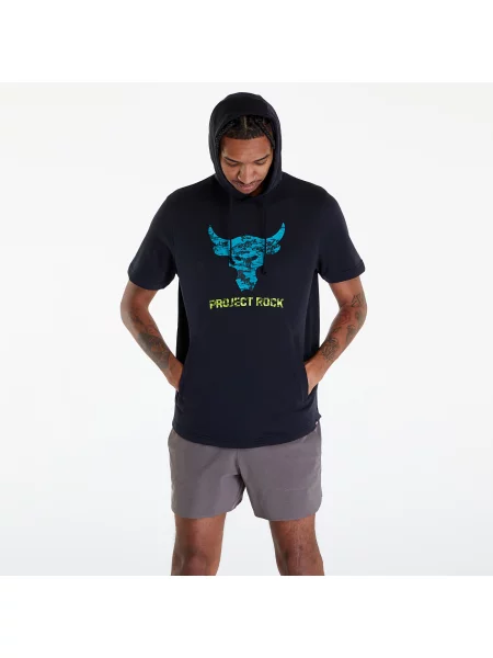 Суитшърт Under Armour Project Rock Payoff Short Sleeve Terry Hoodie Black/ Coastal Teal L черно