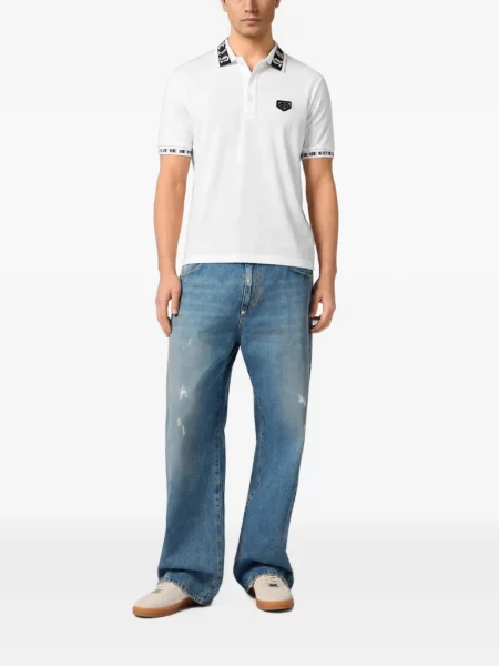 Tricou polo Philipp Plein cu imagine alb