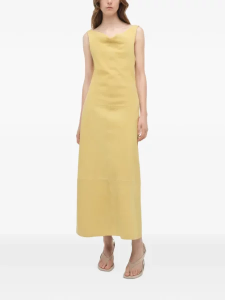Rochie midi Simkhai din piele de căprioară galben
