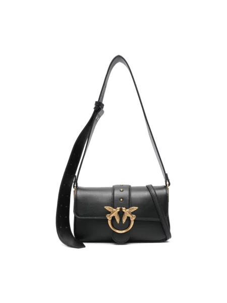 Torebka crossbody Pinko skórzana pikowana czarna
