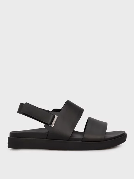 Кожаные босоножки Calvin Klein без каблука черные