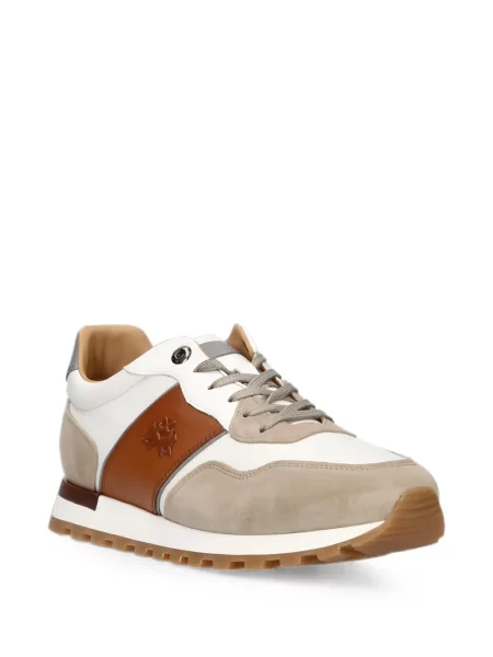 Sneakerși La Martina din piele de căprioară alb
