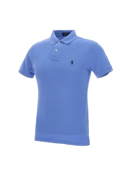 Lniana koszulka polo Polo Ralph Lauren niebieska