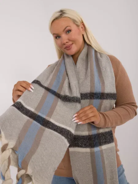 Fular Fashionhunters cu franjuri tricotate gri