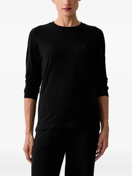 Lung tricou Emporio Armani cu imagine negru
