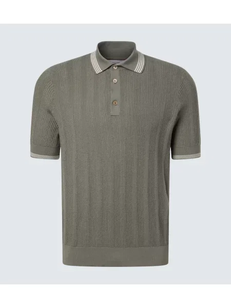 Tricou polo Brunello Cucinelli tricotate verde