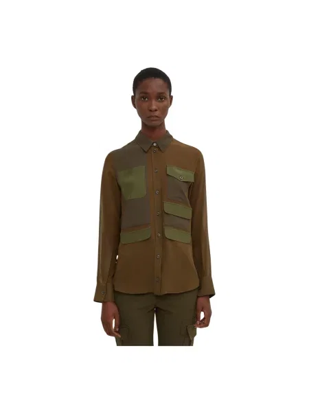 Jedwabna koszula Altuzarra z naszywkami zielona