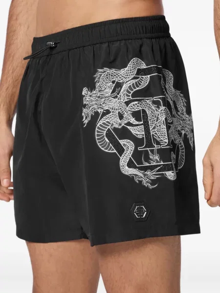 Slip de baie Philipp Plein cu imagine negru