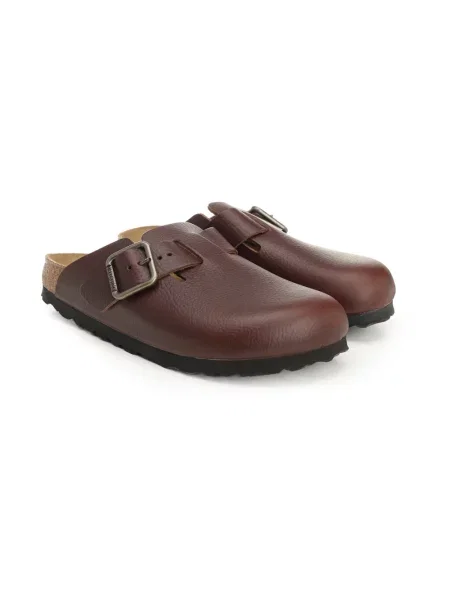 Klapki Birkenstock skórzane brązowe