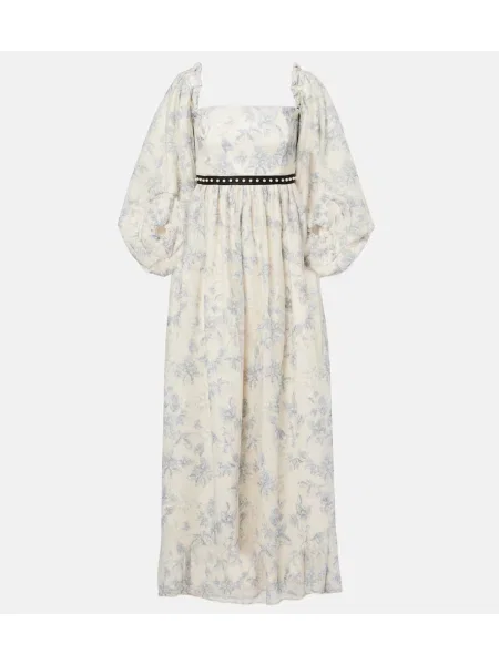 Maksi sukienka maxi Agua By Agua Bendita w kwiatki garniturowa niebieska