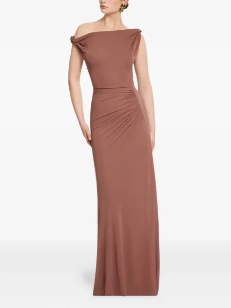 Rochie maxi Elie Saab cu volane maro