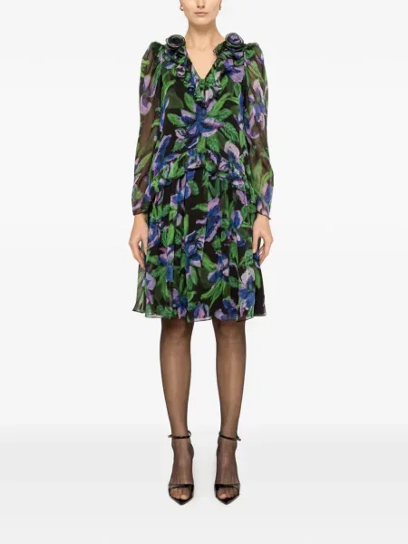 Mała sukienka mini Nissa w kwiatki garniturowa czarna